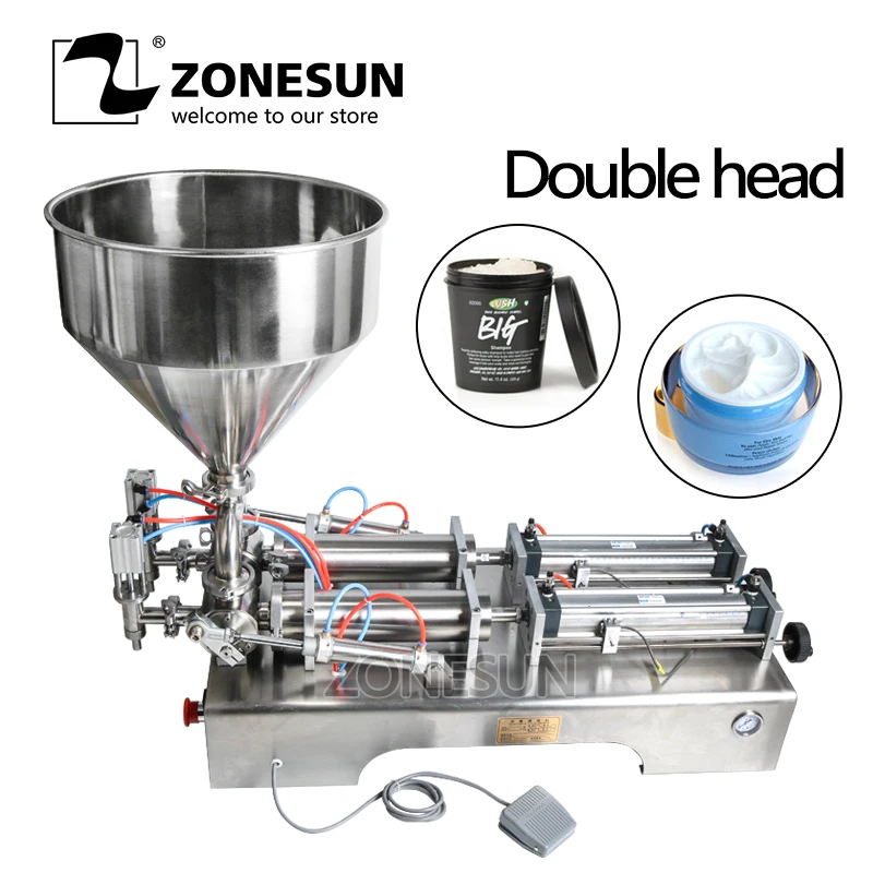 ZONESUN машина для розлива с двумя головками Автоматический Пневматический емкость