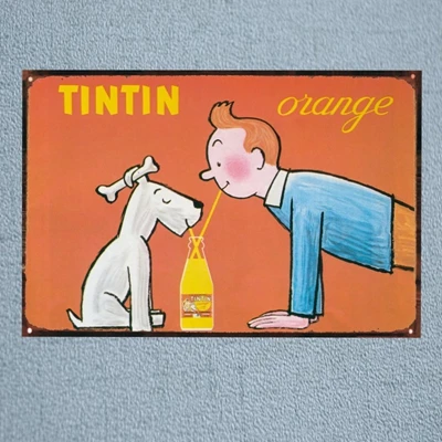Франция Tintin мультфильм фильм жестяная вывеска металлическая пластина железная живопись детская комната настенный бар кофе домашнего искусства Ремесло Декор 30X20 см DU-2552 - Цвет: DU1046