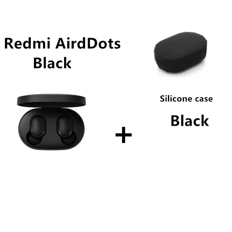 Xiaomi Redmi AirDots беспроводные стерео наушники Bluetooth 5,0 наушники с зарядным устройством наушники-вкладыши с микрофоном Handsfree наушники с управлением AI - Цвет: add black case