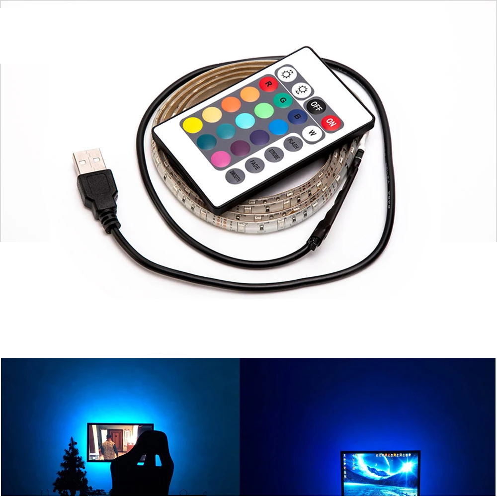 Светодиодный светильник с питанием от USB 5 в постоянного тока RGB лента 2835 SMD 1 м 2 м 3 м 4 м 5 м ТВ Настольный экран тыловая подсветка