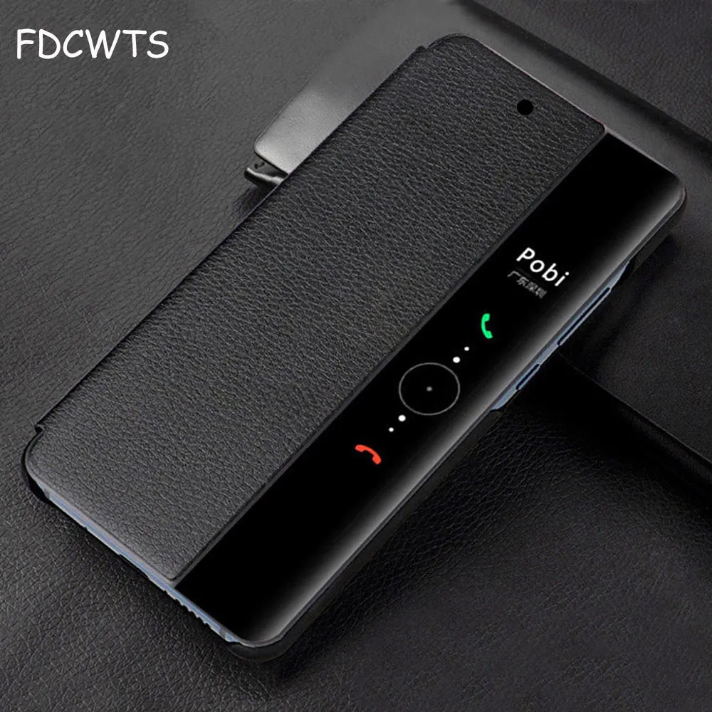

FDCWTS Smart Flip Cover Leather Case For Huawei P20 Pro P20 Phone Case Cover P 20 P20pro Luxury Cute Slim Edge View Rose gold
