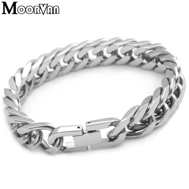 Moorvan новый продукт Нержавеющая сталь браслет для мужчин, ювелирные изделия браслеты Хип-хоп, 21.5 см 12 мм Оптовая продажа Бесплатная доставка