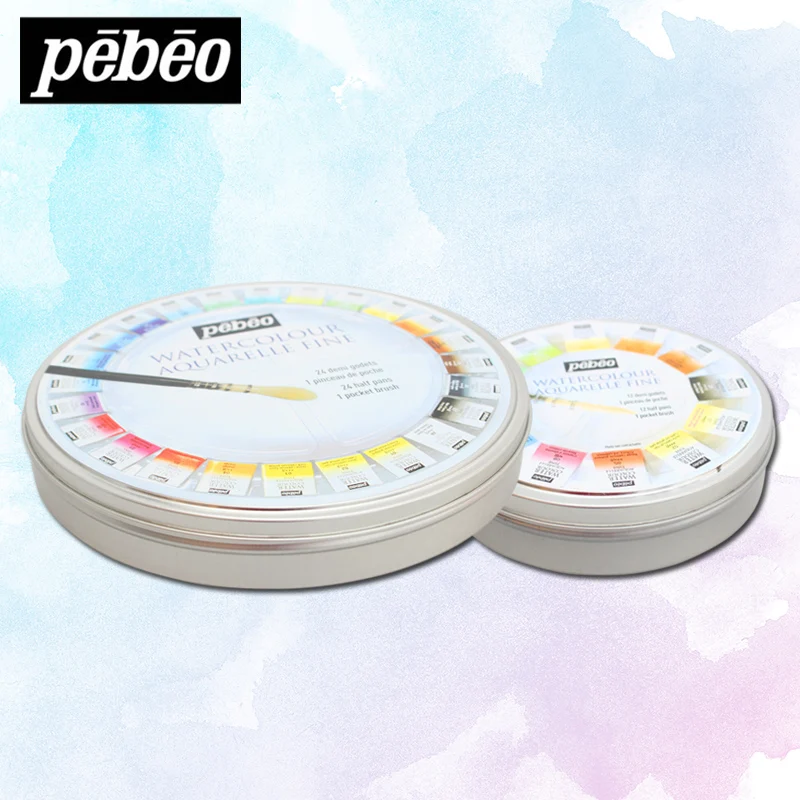 Pebeo 12/24 Colors Solid Watercolor Paint High Quality Tin Box Set For Artist School Student Pigment Aquarelle Painting Supplies |