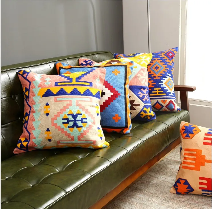 

Kilim Cotton Embroidery Cushion Cover Bohemia Geometric Home Decor Pillow Cover Christmas Gift Sofa Throw Pillow Case 45X45CM