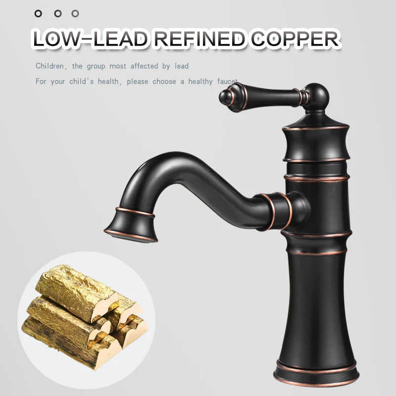 Antique Copper Bathroom Faucets Basin Faucets Brass Oil Rubbed Bronze Black Faucet Bathroom Hand Shower Hot Cold Mixer Water Tap