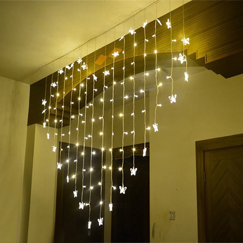 LAIMAIK 2m 124 Led curtain String Garland Romantic Fairy Light Garden Party christmas lights outdoor Wedding Decoration for Home LAIMAIK 2m 124 Led curtain String Garland Romantic Fairy Light Garden Party christmas lights outdoor Wedding Decoration for Home