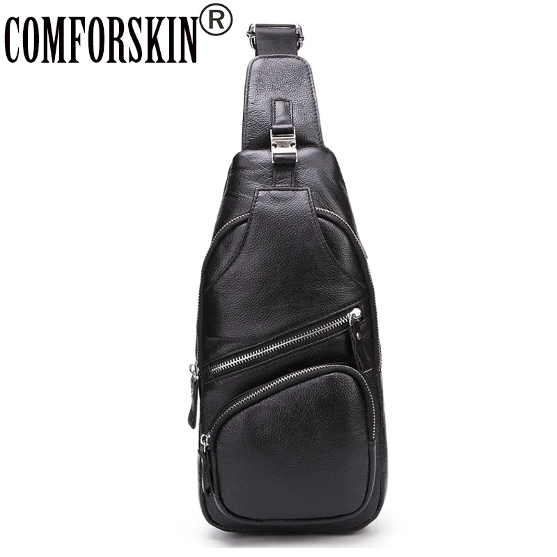 

COMFORSKIN Brand 100% Genuine Leather Large Capacity Chest Bags 2017 Fashion Casual Zipper Men Messenger Bags Men Shoulder Bags