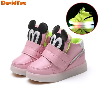 

Davidyue new 2017 fashion kids LED lighting children shoes girls boys sneakers glowing lighting flat baby luminous boots