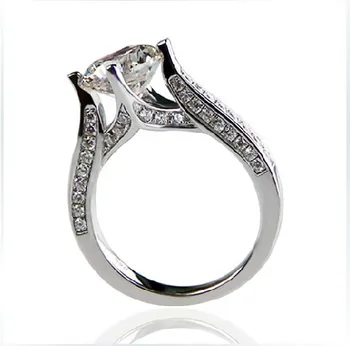 

Genuine Solid Sterling Silver Wedding Ring 2CT Diamond Female Engagement Jewelry Clarity Enhanced White Gold Brilliant Jewelry