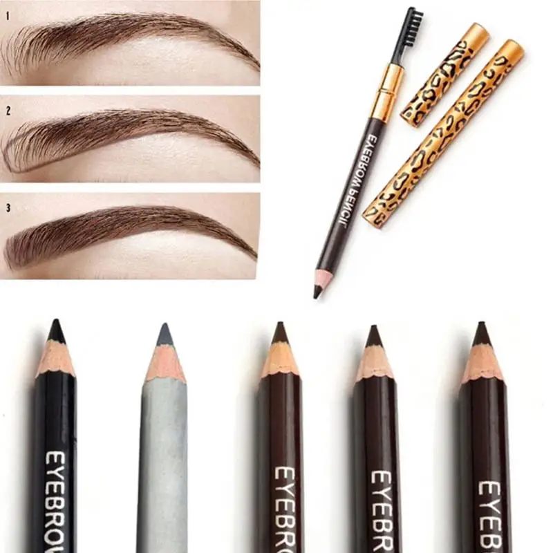 1pcs Eyebrow Pencil & Brush Eyebrow Enhancer Long Lasting Makeup Pencil