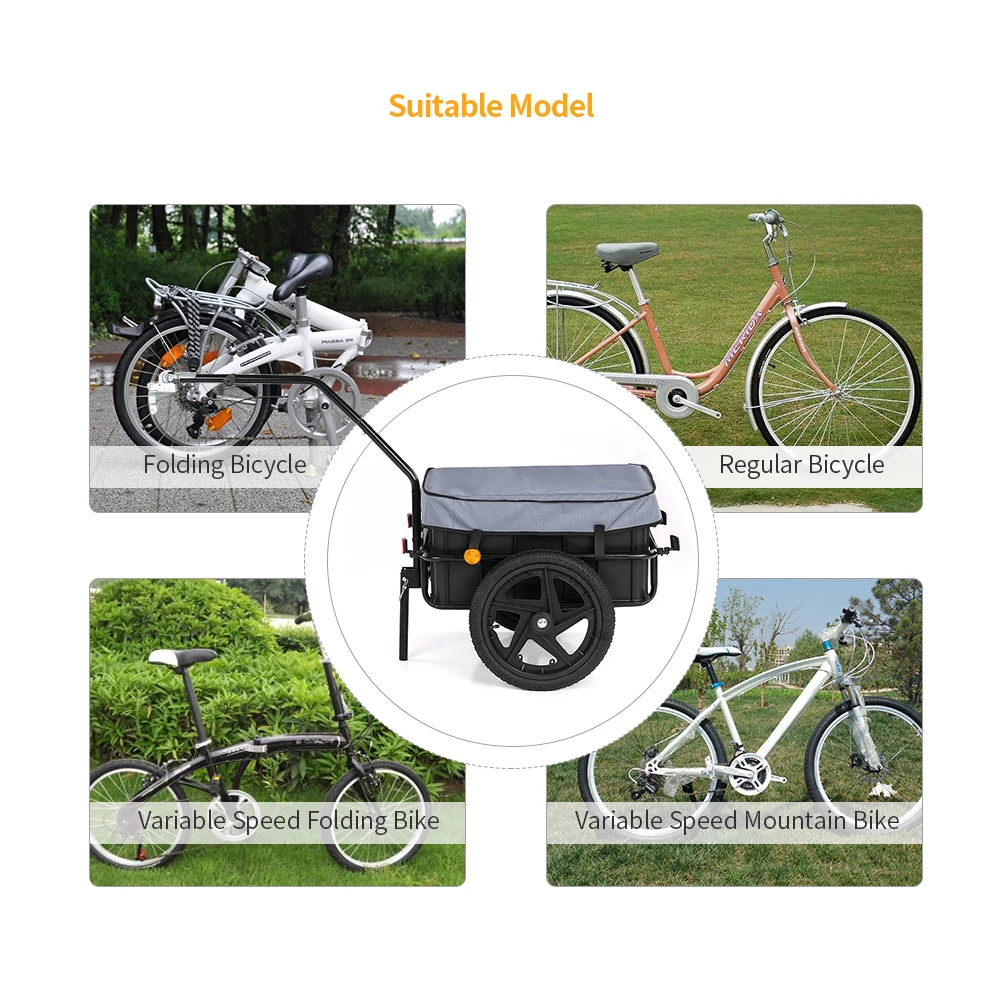 IKayaa велосипедный грузовой прицеп ручной вагон велосипедный чемодан для хранения багажа прицеп тележка Перевозчик съемный транспортировочный ящик Крышка