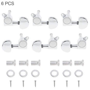 

6 pcs 3R 3L Chrome Zinc Alloy Electric Acoustic Guitar String Tuning Pegs Tuners Machine Heads Guitar Parts guitar tuning pegs