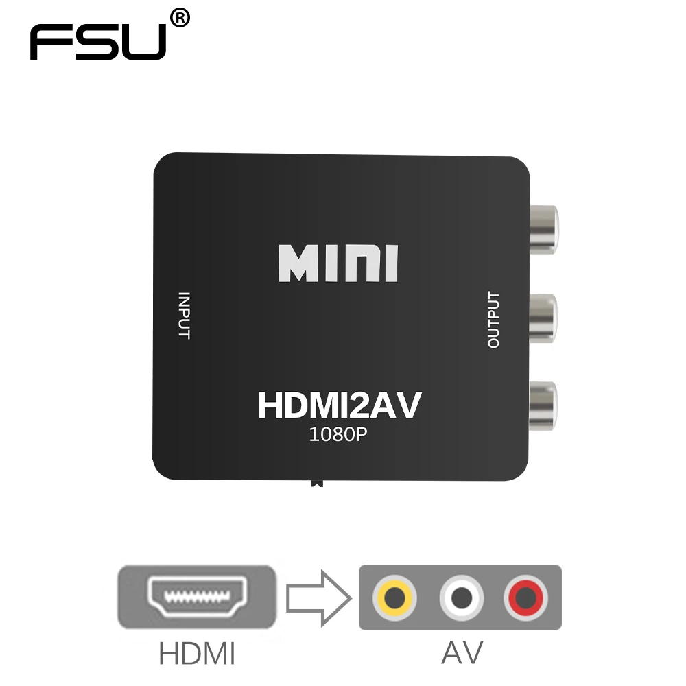 

Mini Composite 1080P HDMI to RCA Audio Video AV CVBS Adapter Converter For HDTV DVD Projector HD PC