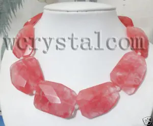 

Watermelon Stone Square Rectangle Big Statement Chokers Necklace 30x40mm 18"