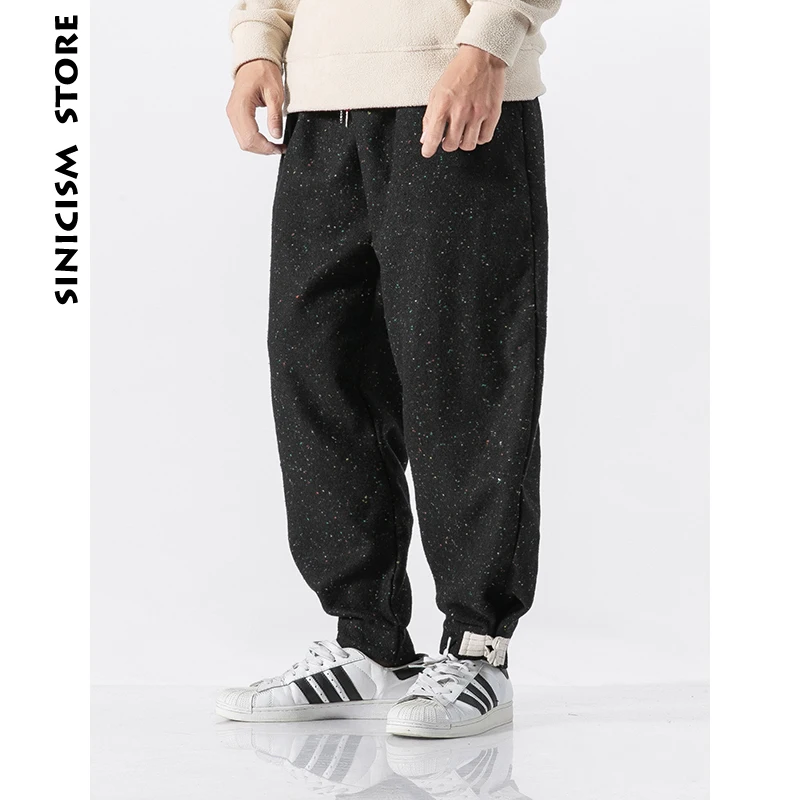 Sinicism مخزن الرجال سميكة سراويلي حريمي 2019 رجل القطن الأسود ركض السراويل الذكور عارضة الشتاء Sweatpants زائد حجم السراويل الترنك