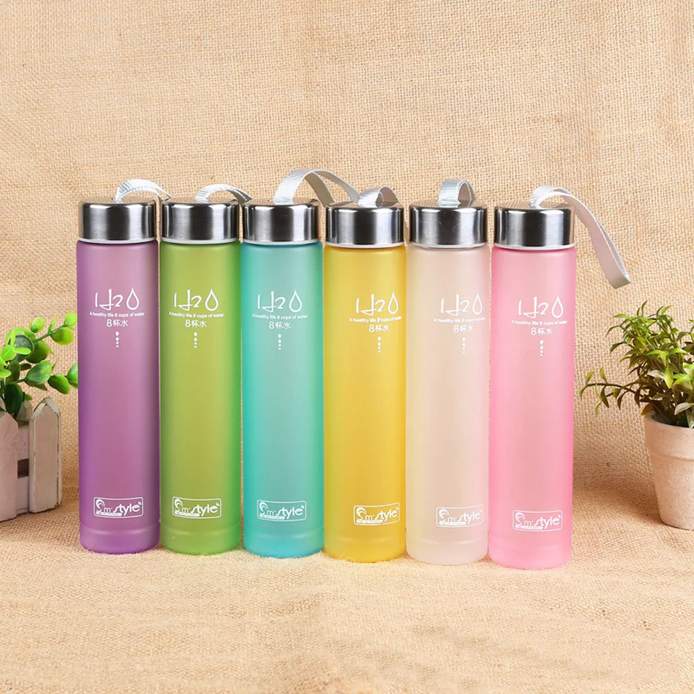 

Outdoor Camping Cup Creative Frosted Colorful Plastic Straight Bottle 280ml