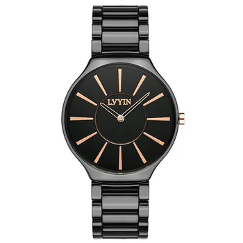 

casual men watch ceramic black white luxury man watch lvyin brand watches waterproof quartz men's wristwatch