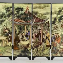 Азиатские лакированные изделия старый Lanting Juxian живопись ручной превосходный Бесконтактный экран счастливый