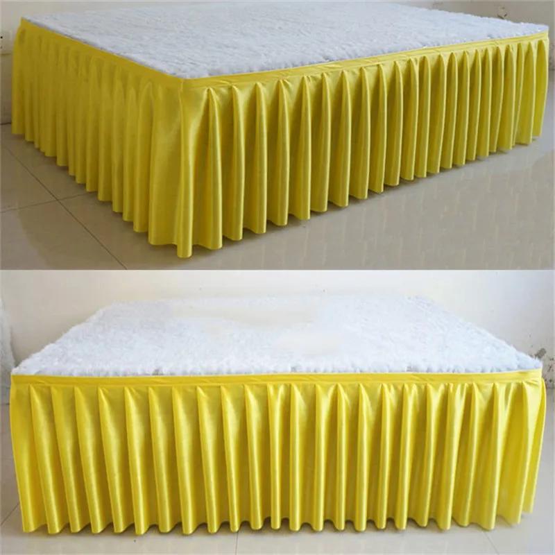

Ice silk chiffon white color wedding table skirt party banquet stage table skirt for table cloth decoration
