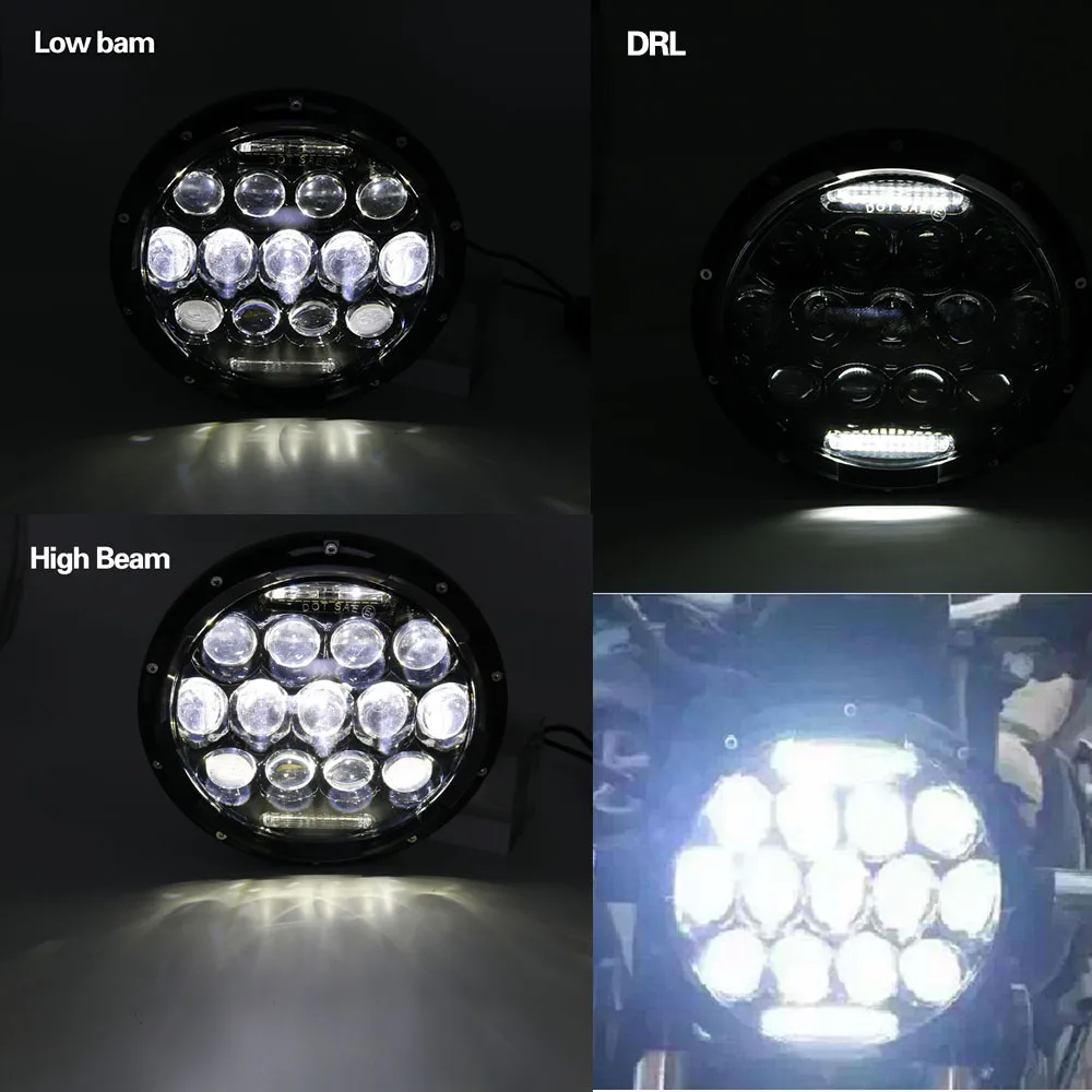7 Inch headlights For Land Rover 90110 Defender H4 H13 7 round headlight Led DRL For Lada 4x4 urban Niva (60)