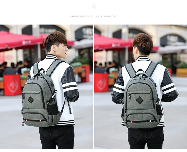 2018 Новый зарядка через USB 15.6 дюймов ноутбук рюкзак для подростков школьный Для мужчин рюкзак мужской школу рюкзак Обувь для мальчиков