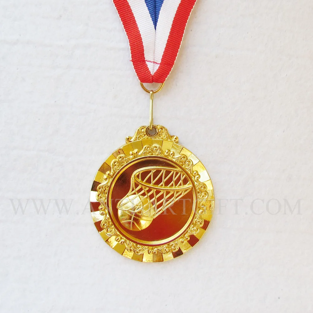 

2017NEW Sport basketball die struck enamel gold medals gold plated with ribbon 70mm high quality No MOQ