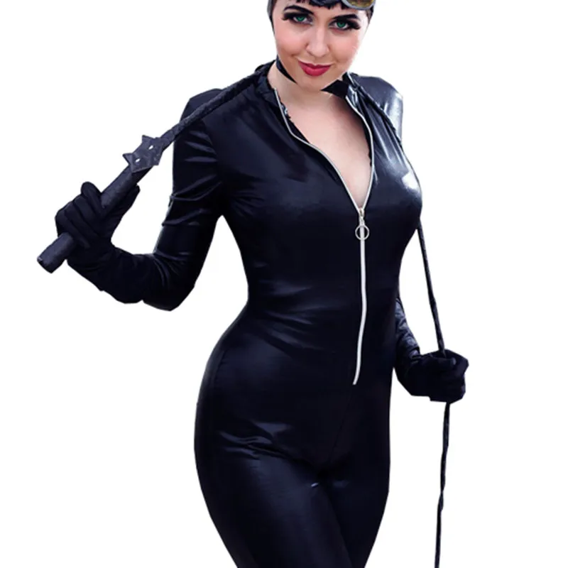 zip up faux leather playsuit with short sleeves