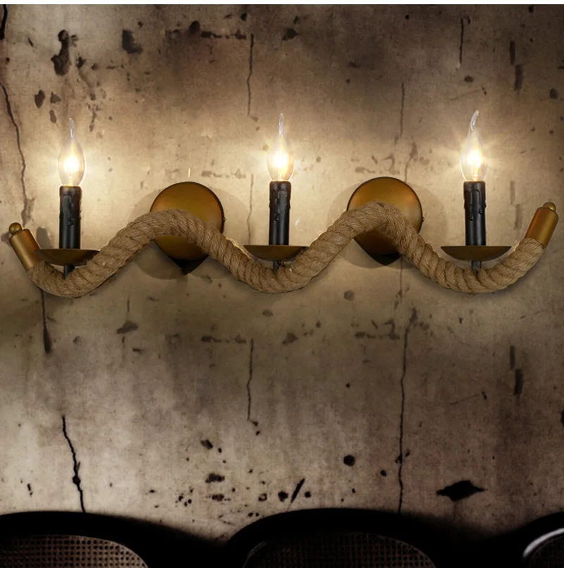 3 Pcs Art Gallery Rope Wall Lamp Sconce Salon Candle Light 3 Pcs Art Gallery Rope Wall Lamp Sconce Salon Candle Light Balcony Bedroom Bar Restaurant Hotel Cafe Lights Lighting In Led Indoor Lamps