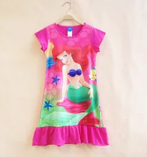 rocoo wholesale princess Ariel girls summer sleeveless Nightie dress Pink pajamas nightgown sleepwear kids nightie 8 pcs/lot