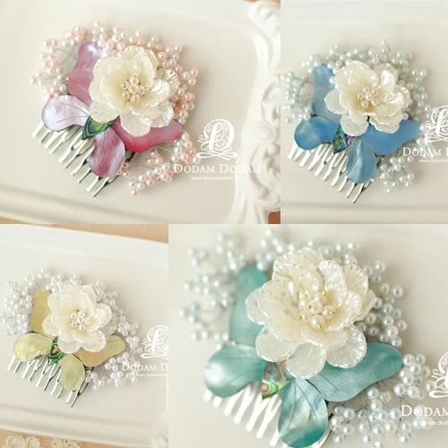 Imported Korea Delicate Colored Shell Coral Hair Combs Little Girl s Cute Sweet Side Hair Combs