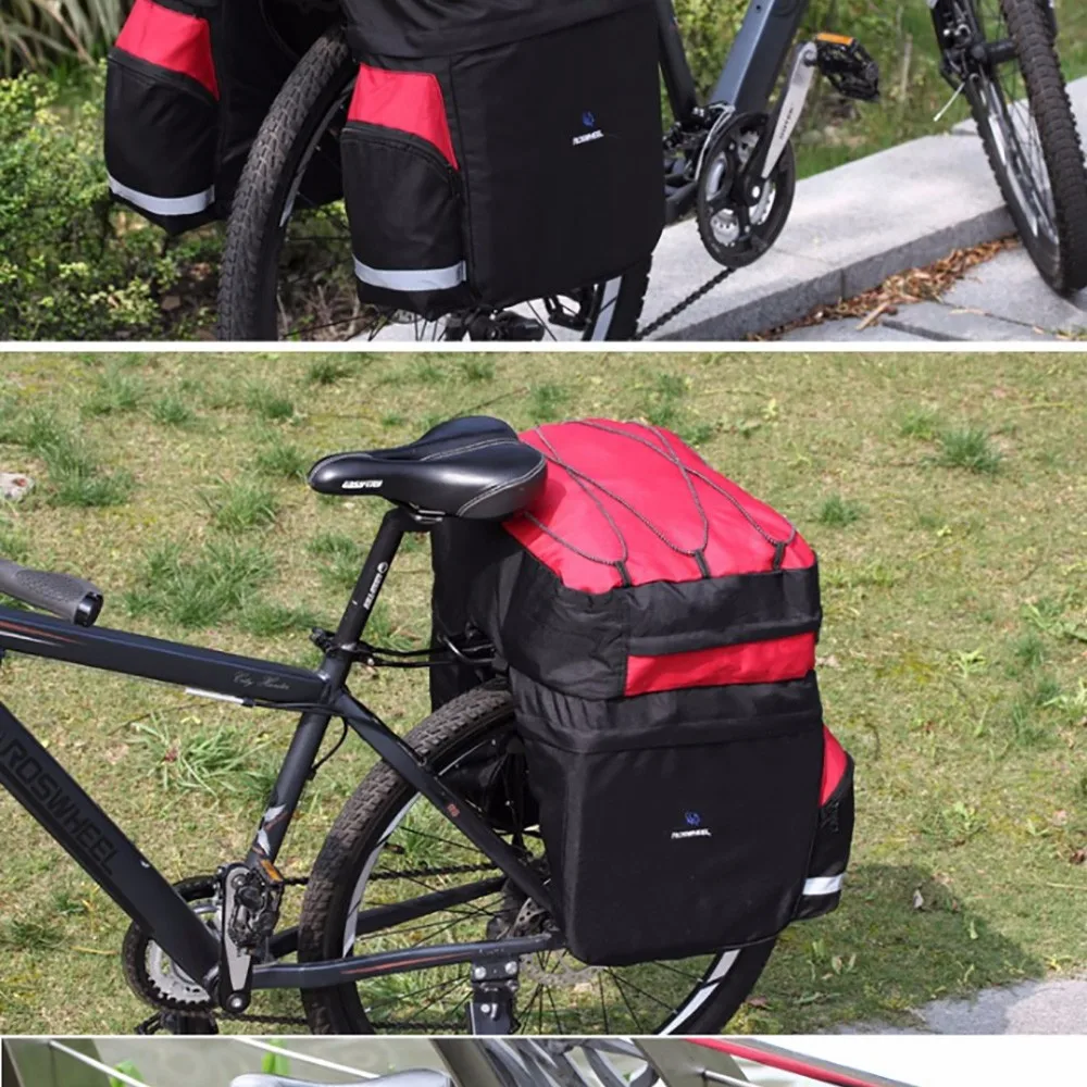 Clearance ROSWHEEL 60L Waterproof Mountain Road Bicycle Bike Bag Cycling Luggage Rear Rack Tail Seat Trunk Container Pannier Rain Cover 10
