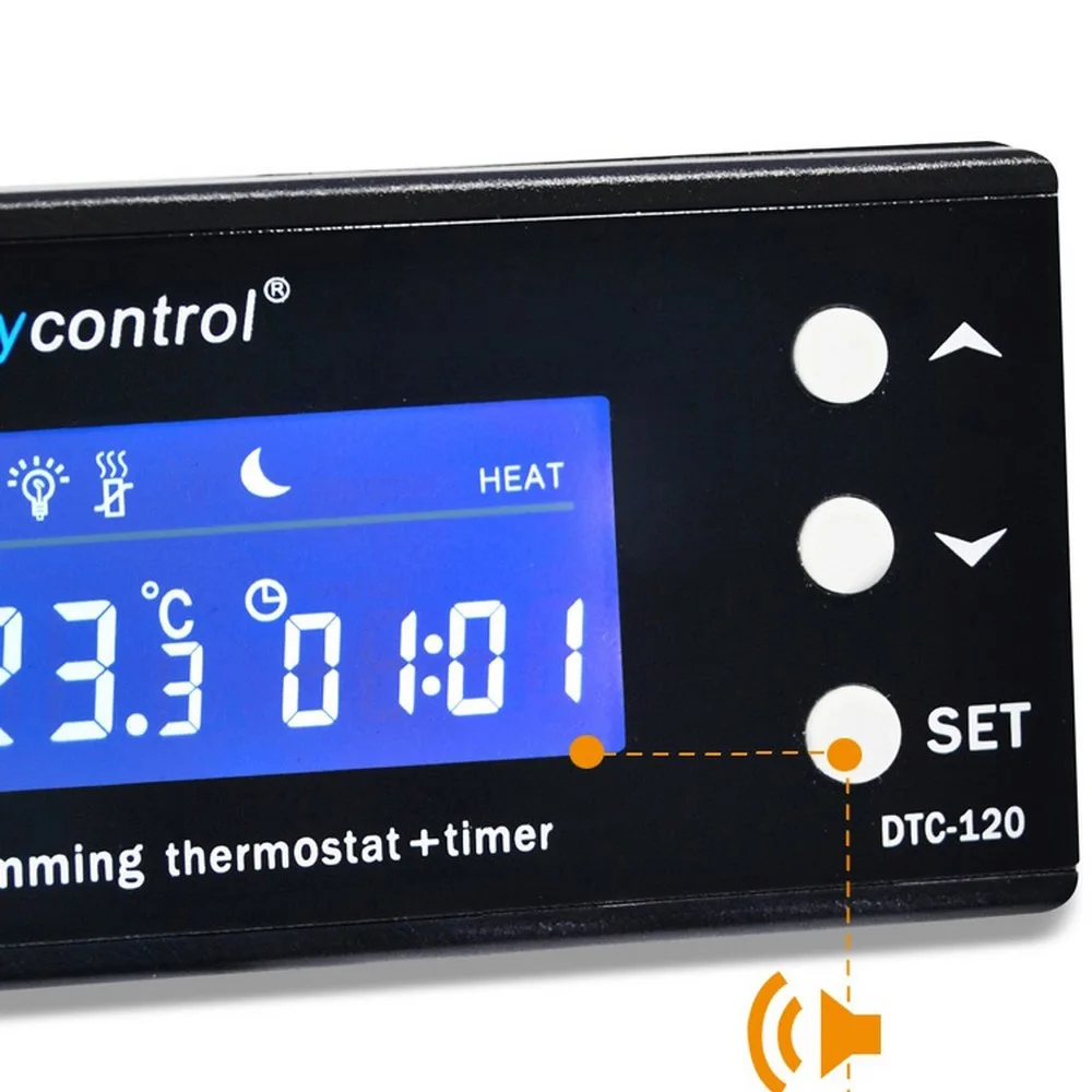 DTC-120, цифровой термостат, терморегулятор, водонепроницаемый датчик, США, ЕС, штепсельная розетка, ЖК-дисплей, 2 этапа, режим нагрева и охлаждения