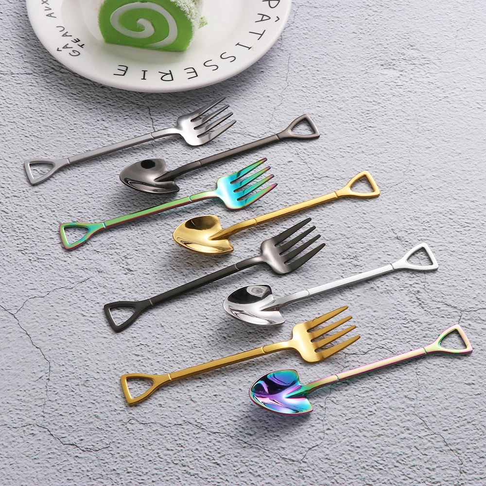

1pc Colorful Spoon stainless steel Handle Spoons Flatware Ice Cream Drinking Tools Kitchen Gadget Spoon Kitchen Accessories