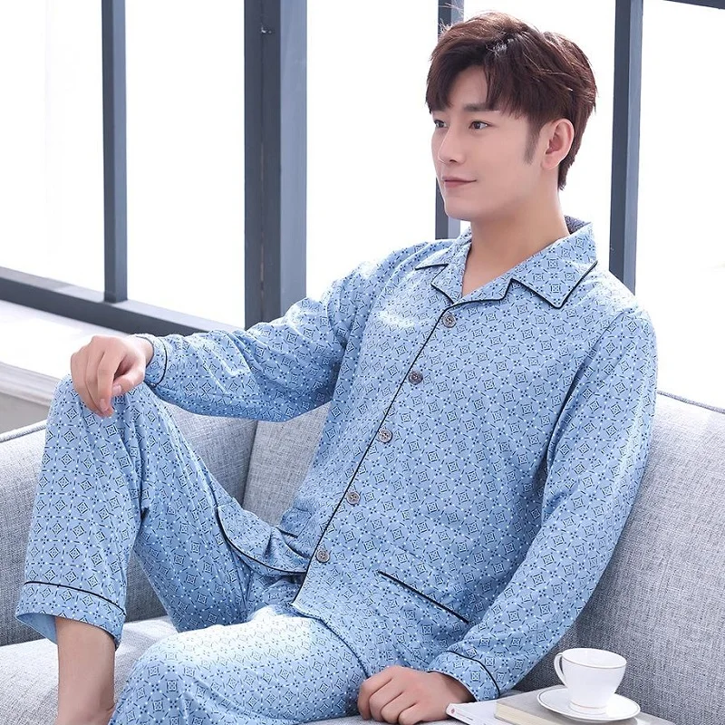 Pajama Sets 2020 Style Oversize 100 Kg Pyjamas Rus Liubit Pijama High-end & High-prices Men's Cotton Nightwear All Seasons S90 