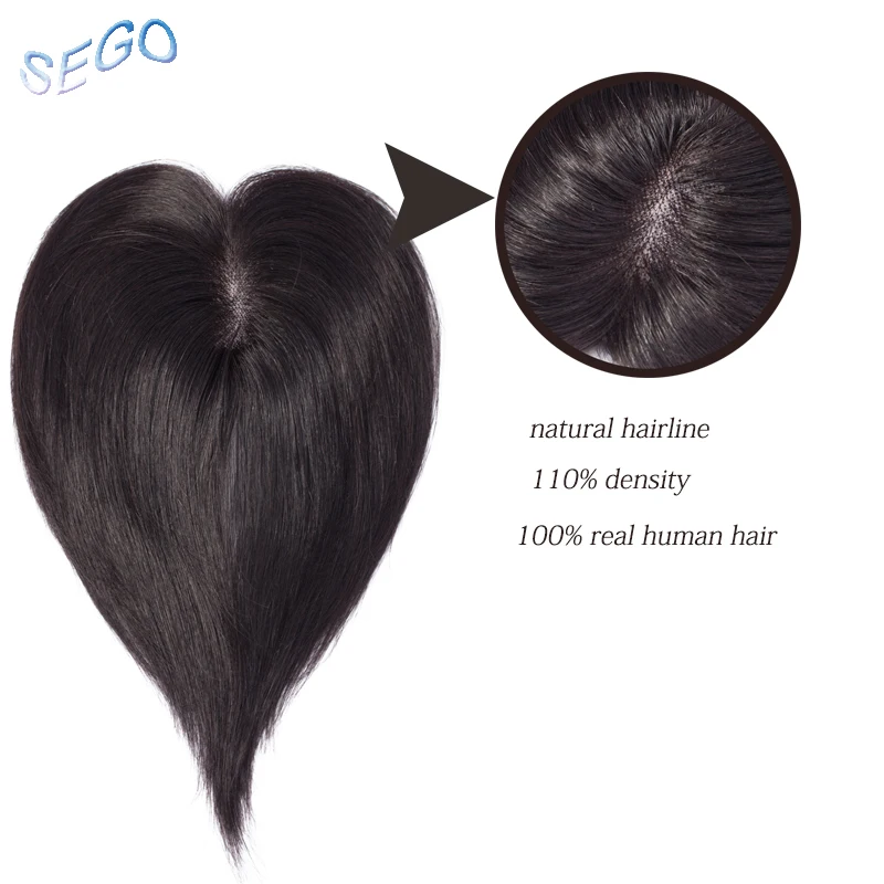 SEGO 6 дюймов 7*8 моно и ПУ прямые волосы Топпер парик для женщин чистый цвет волос с 2 клипсами не Реми волос штук