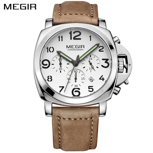 MEGIR, оригинальные мужские часы, Лидирующий бренд, Роскошные Кварцевые часы, ремешок из нержавеющей стали, водонепроницаемые наручные часы, часы для мужчин - Цвет: ML3406GBN-7
