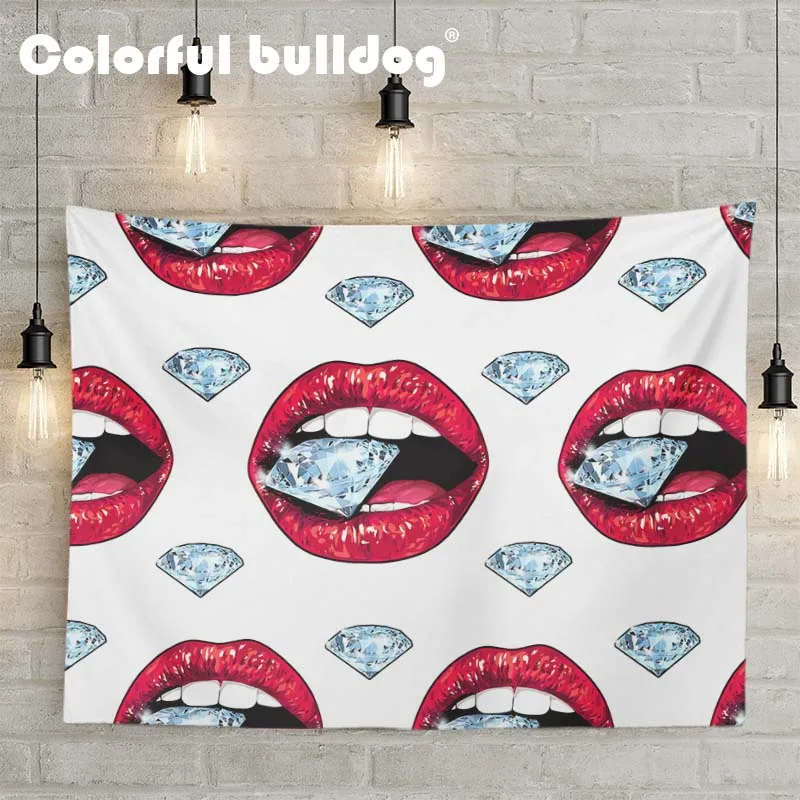Beautiful And Charming Tapestry Flame Red Lips Brick Flower