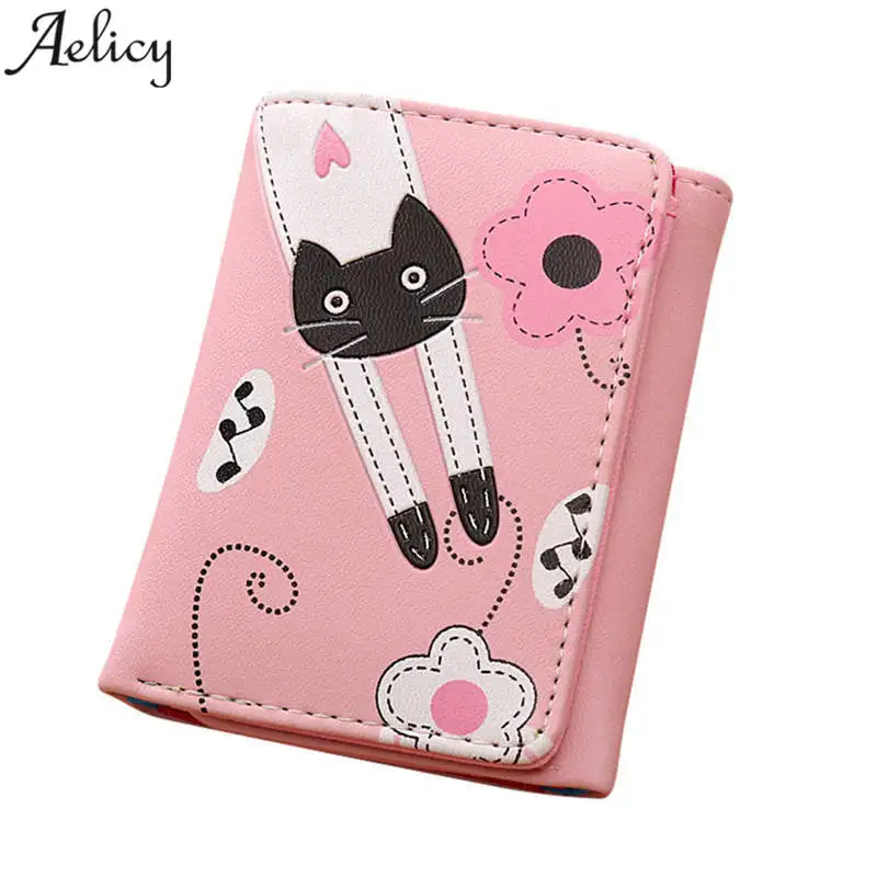 Aelicy роскошный популярный женский кошелек с рисунком кошки короткий держатель
