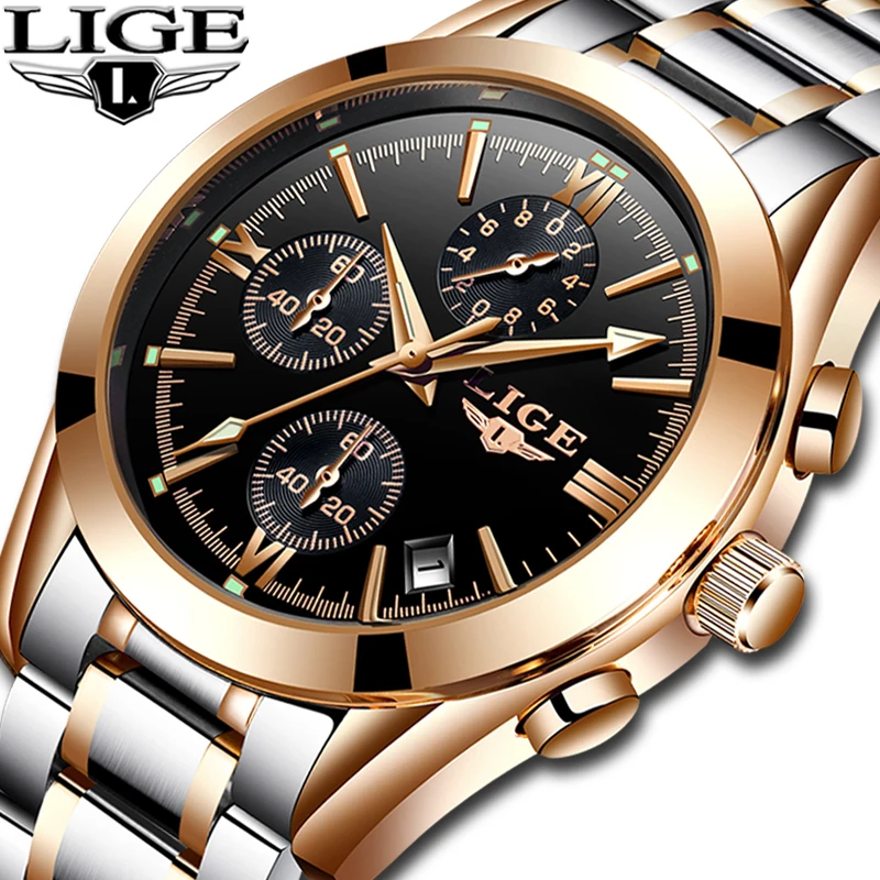 LIGE Watch Men Sport Quartz Fashion All Steel Clock Mens Watches Top Brand Luxury Waterproof Business Watch Relogio Masculino