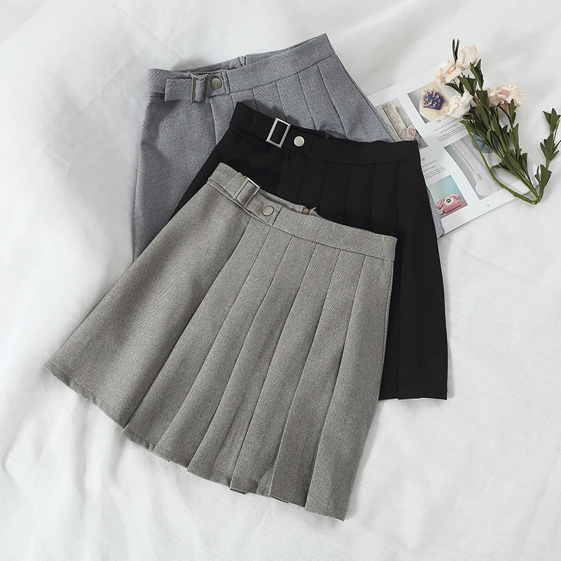 

Women's Skirt Autumn Winter 2018 Mini Pleated Skirt Solid Multi Colors High Waist Skirt School Skater
