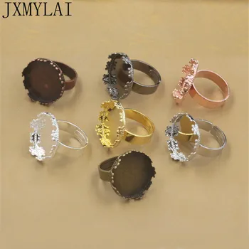 

20 PCS 20mm Round Cabochon Base Ring Setting 7 Colors Fashion Metal Copper Adjustable Ring Blank For Jewelry Making