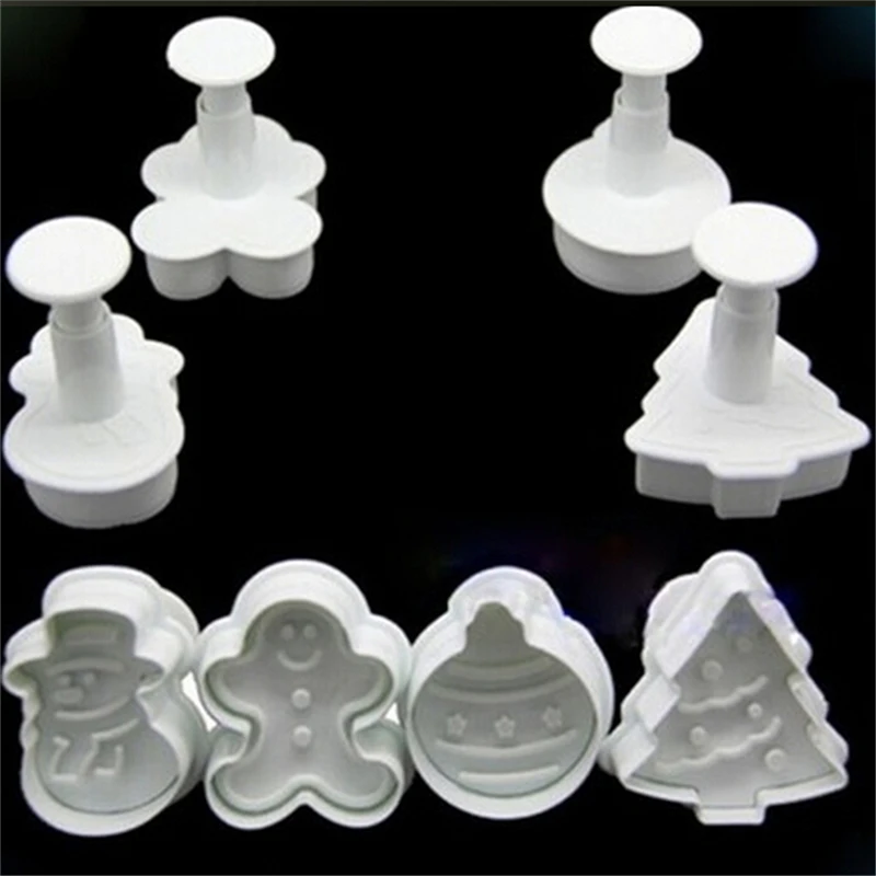 DIY Christmas Snowman Fondant Cake Mold Biscuit Cookie Plunger Cutters