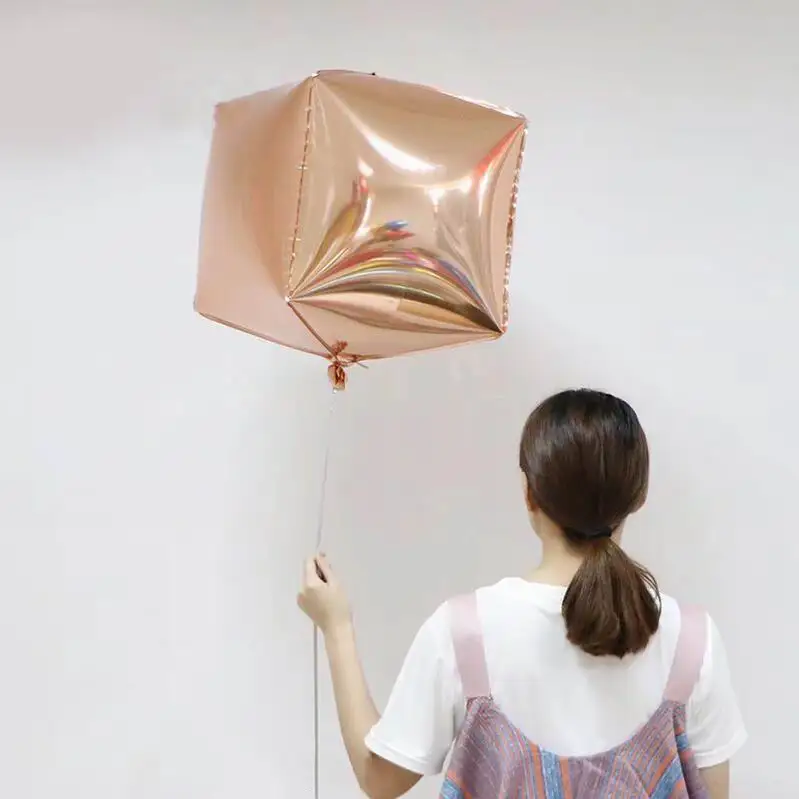 20 шт. 24 дюйма розовое золото 4D алмаз в форме кубика алюминиевые шары многоцветные воздушные шары Свадьба День Рождения Вечеринка год украшения - Цвет: rose gold