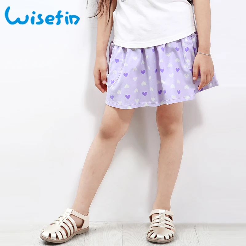 Wisefin Summer Big Girls Skirts Children Cute Purple Heart Skirt