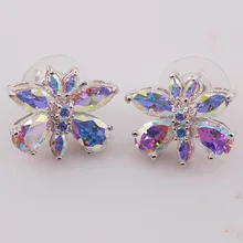 Серьги с радужными стразами и цирконием женские серьги из стерлингового серебра 925 пробы с кристаллами TE476