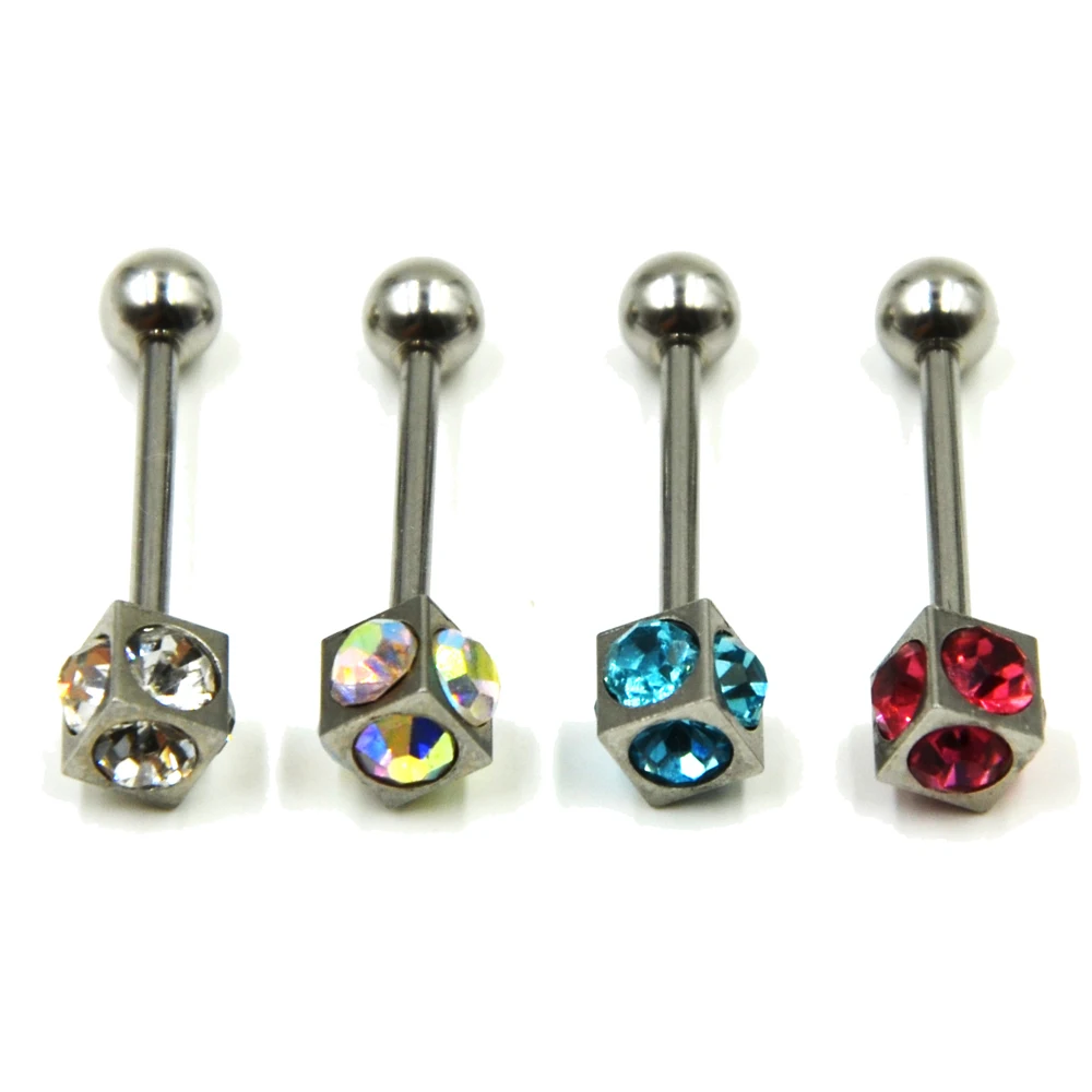 4 шт. серьги штанги для пирсинга с фианитами 14 г|ring piercing|barbell ringtongue barbell |