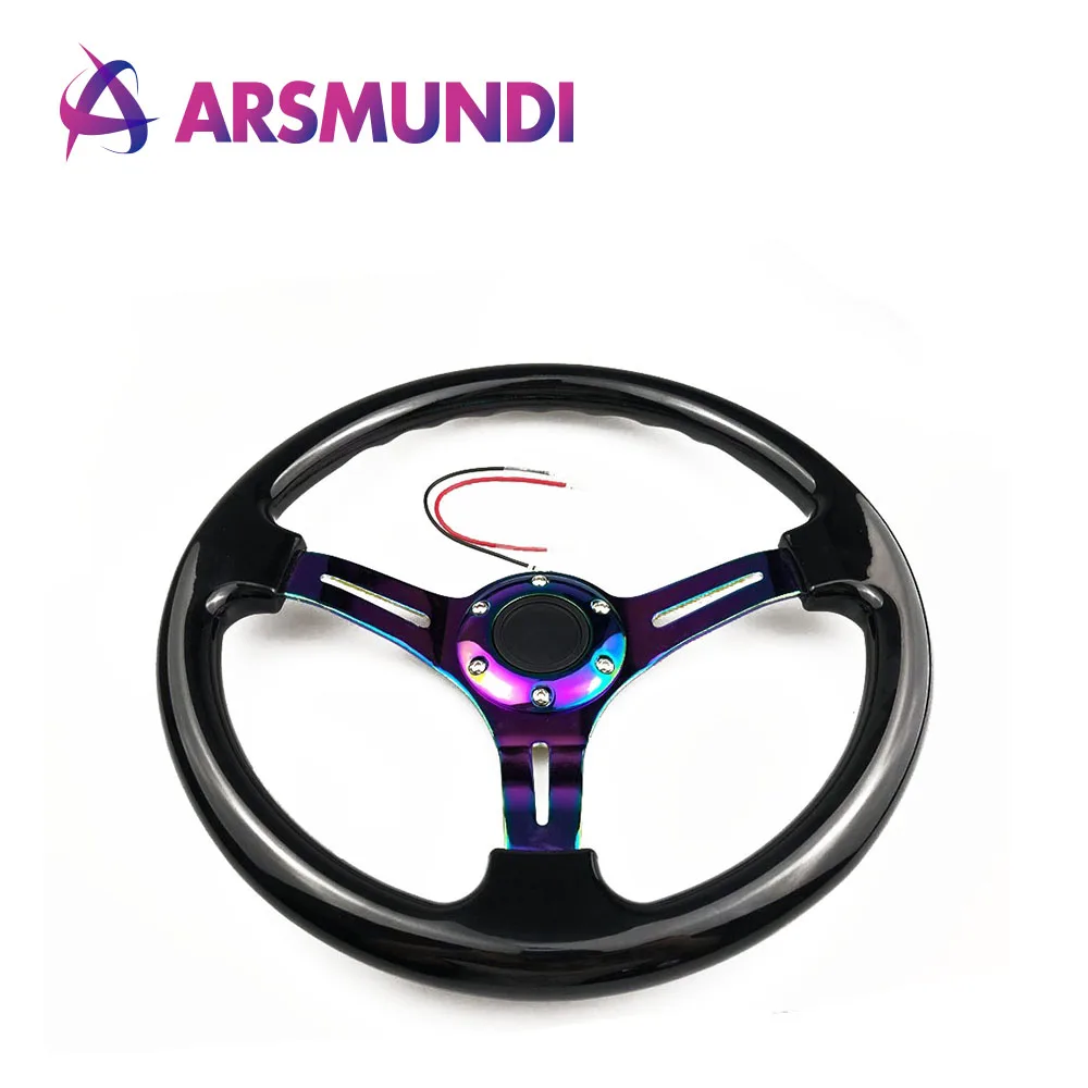 

6bolts 14inch Classic ABS Car Steering Wheel Styling Neo Chrome frame Spokes Rainbow