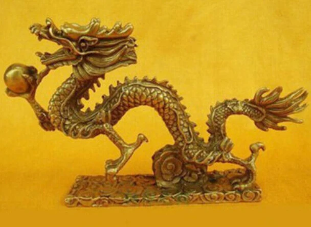 

TB S0001 Chinese Bronze Brass Dragon Figurine Statue Long 13cm