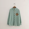 mori girl 2022 spring Colorful buttons peter pan collar long sleeve Brushed cotton shirt blouse ► Photo 3/5