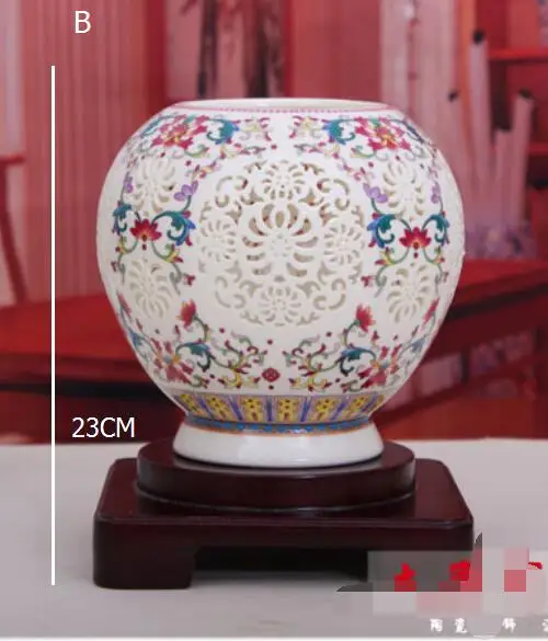 Современная китайская новая классическая керамическая настольная лампа для спальни, прикроватная настольная лампа для гостиной, садовый Настольный светильник ZA1124655 - Цвет абажура: style B